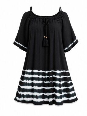 Raviya Womens Black Tie-Dyed Cover-Up Boho Dress Size S